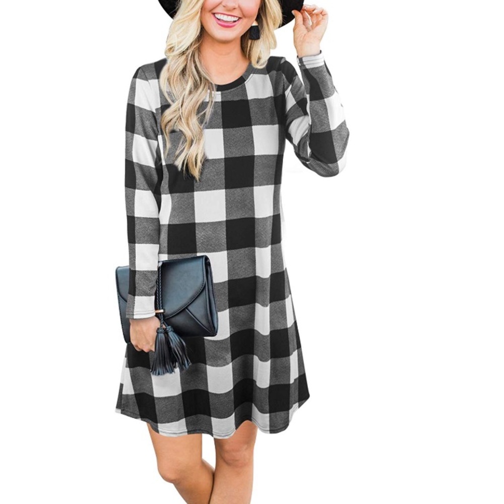 Plaid long sleeve dress NWOT Large